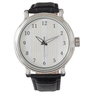 Beige och vit fem rand mönster armbandsur