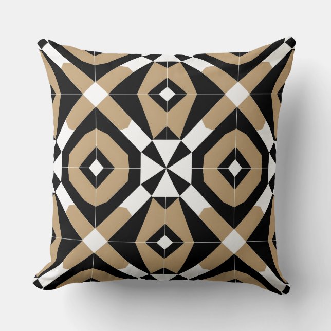 Beige och vit geometrisk diamant  kudde (Framsida)
