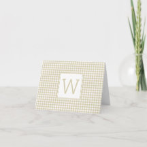 Beige och vit gingham karomönogram