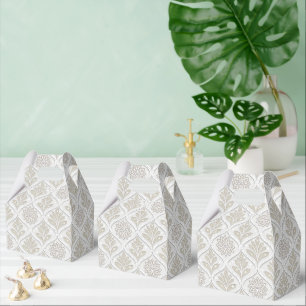 Beige och vit glittrande Quatrefoil-mönster Presentaskar