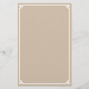Beige och vit grekisk nyckel kantpappersark
