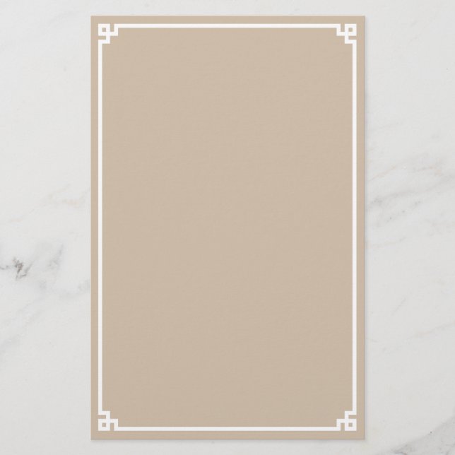 Beige och vit grekisk nyckel kantpappersark (Framsida)