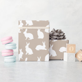 Beige Och Vit Kanin Mönster Söt Påsk Presentpapper