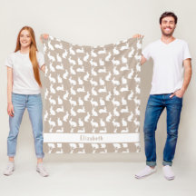 Beige Och Vit Kaninmönster Med Namn Påsk
