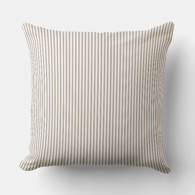 Beige och vit randig rand kudde (Framsida)