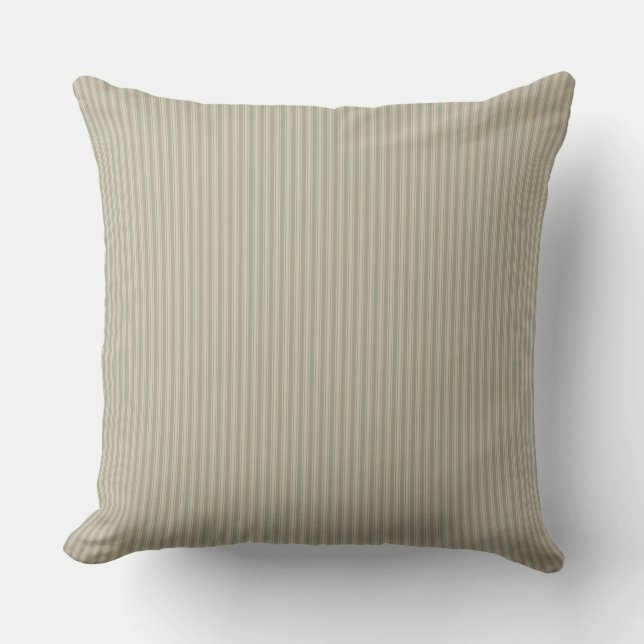 Beige och vit randig randig  kudde (Framsida)