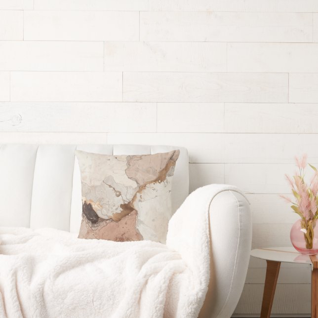 Beige och vit sten marmor effekt kudde (Soffa)