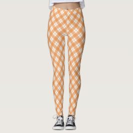 Beige och vita rutiga leggings visad 