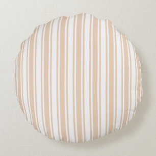 Beige och white candy rand rund kudde