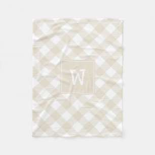 Beige och White Diagonal Play Farmhouse Monogram Fleecefilt