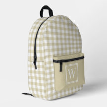 Beige och White Gingham Check Play Monogram