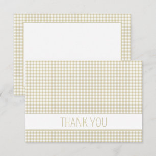 Beige och White Gingham Play Personlig Tack Kort