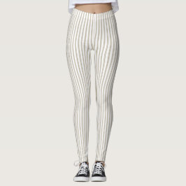 Beige och White Ticking Rand Leggings