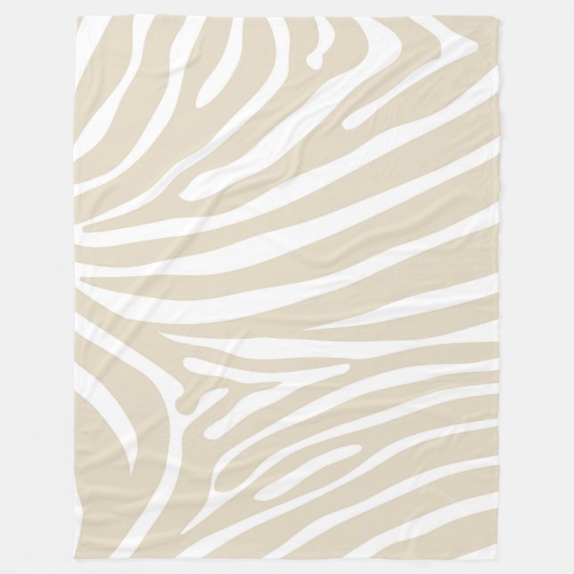 Beige och White Zebra tryck Fleecefilt (Framsidan)