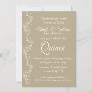 Beige Off-White Twin Boy Girl Fiesta de Quince Inbjudningar