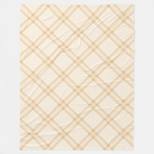 Beige Offvit Diagonalt Rutigt Tryckmönster Fleecefilt (Framsidan)