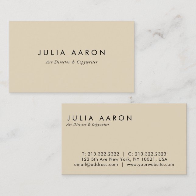 Beige om den moderna Eleganten Plain Professionell Visitkort (Fram/baksida)