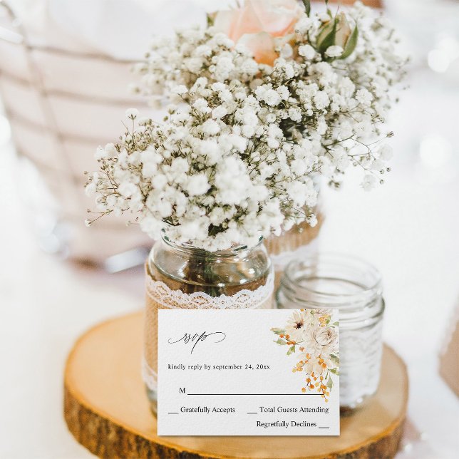 Beige & Orange Blommigt om OSA av måltider Kort (Skapare uppladdad)