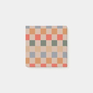 Beige Orange Brun Rutig Retro Mönster Post-it Block