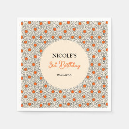 Beige Orange Daisy Blommigt Arch Birthday Pappersservett