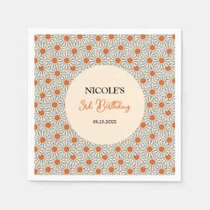 Beige Orange Daisy Blommigt Arch Birthday Pappersservett