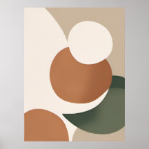 Beige Orange Grönt Minimal Abstrakt Boho AI Art
