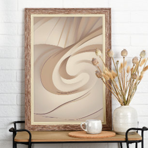 ’Beige Organic Swirl’   Abstrakt Art Poster