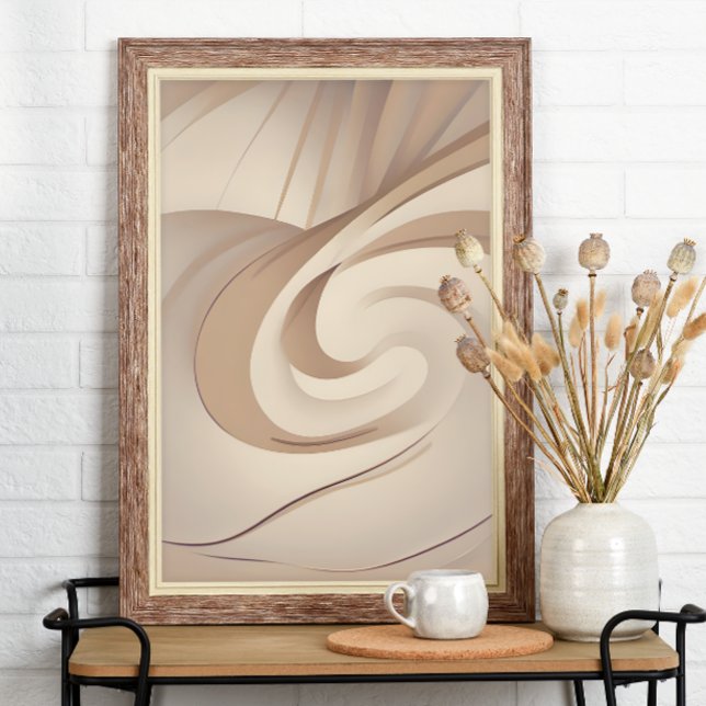 ’Beige Organic Swirl’ | Abstrakt Art Poster (Skapare uppladdad)