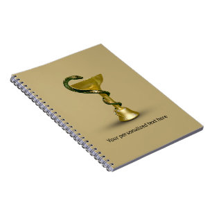 Beige Orm Medicinsk Skål Hygieia Guld Caduceus Anteckningsbok