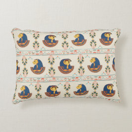 Beige ornamental Egyptian Tefnut mönster Prydnadskudde