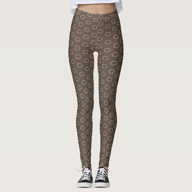 Beige oval mönster på bruna Leggings (Framsida)