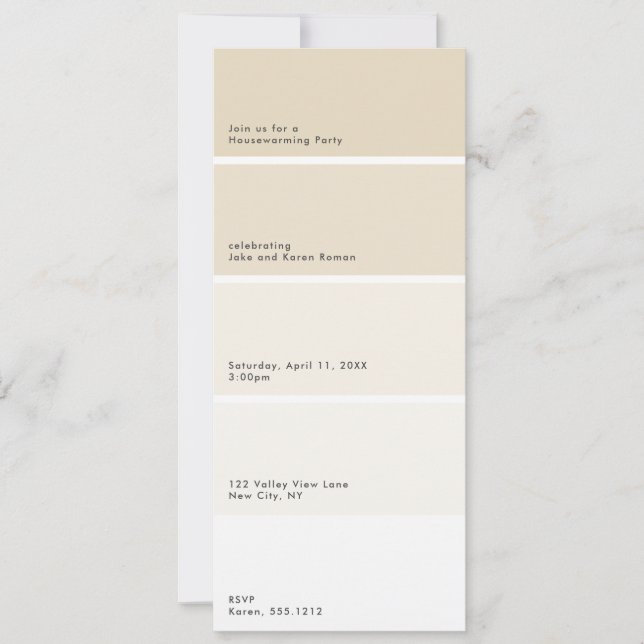 Beige Paint Chip Housewarming Party Invitation (Framsida)