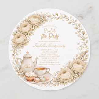 Beige Palette Tea Party Bridal Shower Inbjudningar