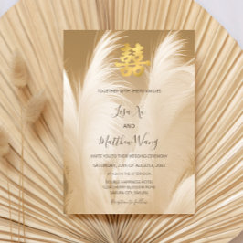 Beige Pampas Grass China Bröllop Inbjudningar