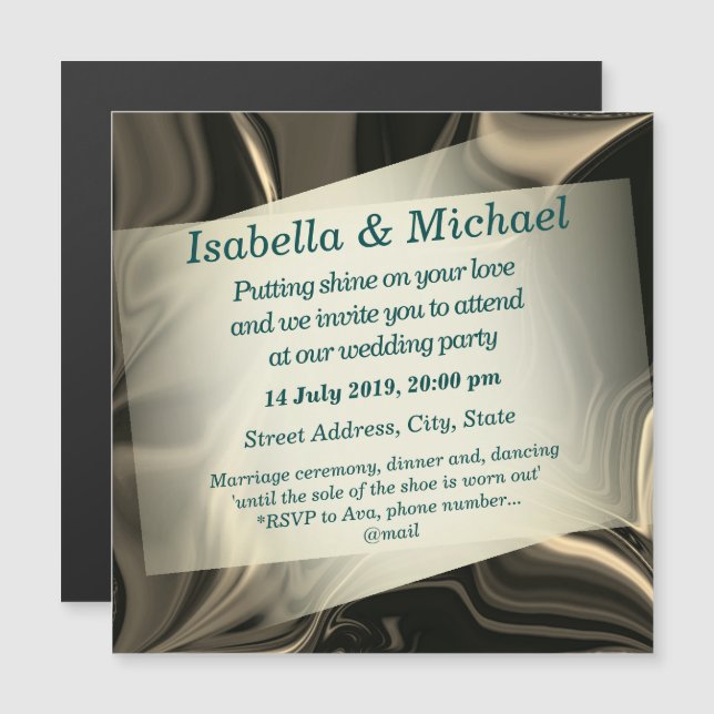 Beige "papper" på ljusbruna skådespel, inbjudan magnetisk inbjudningskort (Fram/baksida)