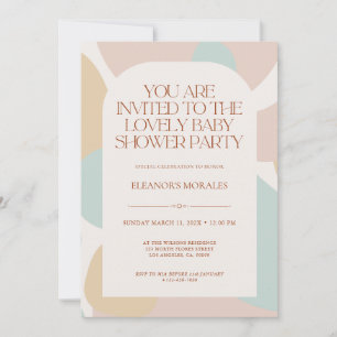 Beige Pastel Minimalist Baby Shower Party Inbjudningar