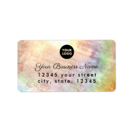 Beige Pastel Rainbow Holograph Returadress Adressetikett