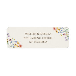 Beige Pastel Wildflower Returadress Etikett