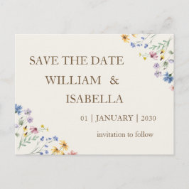 Beige Pastell Färg Vildblomma Meddelande Vykort