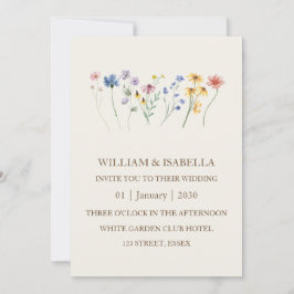 Beige Pastell Vildblomma Monogram Foto Inbjudningar