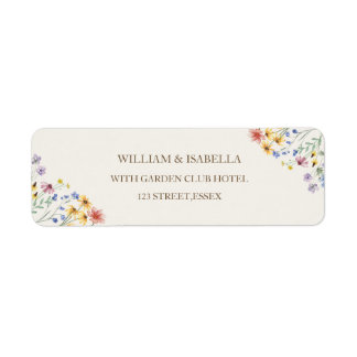 Beige Pastell Vildblomma Returadress Etikett