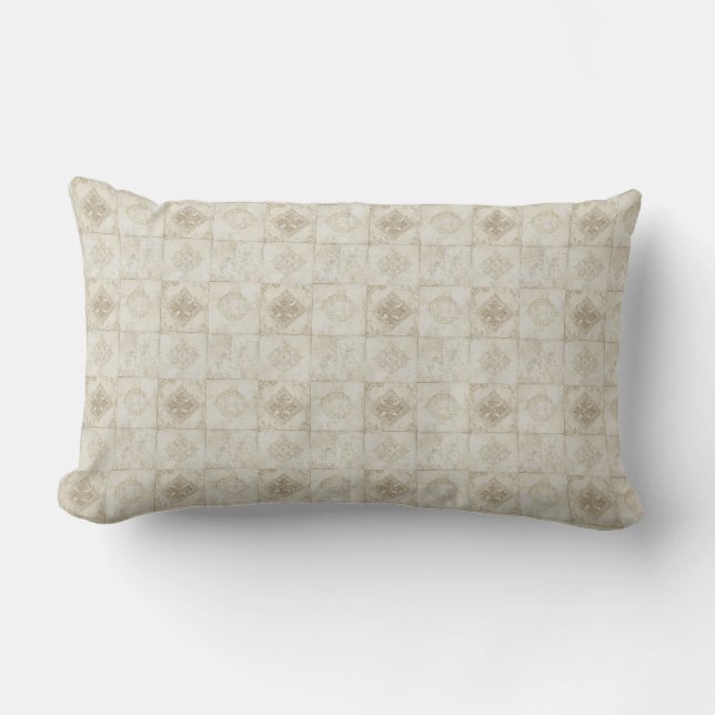 Beige Patterned Lumbarkudde (Framsida)