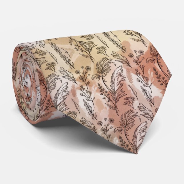 Beige Peach Botanical Sketch  Slips (Rullad)