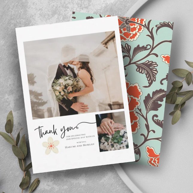 BEIGE PEONY PHOTO CHINOISERIE TACK KORT (Skapare uppladdad)