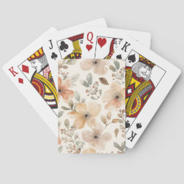 Beige Persika Blommig Akvarell Botaniskt Mönster Casinokort