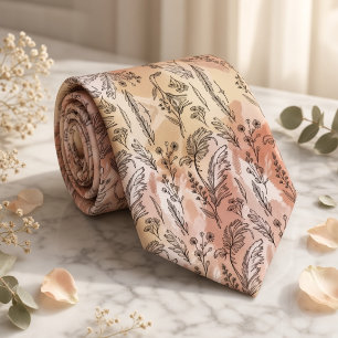 Beige persika botanisk skiss slips