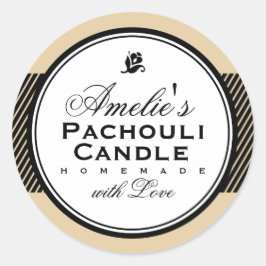 BEIGE | PERSONLIG SOAP & CANDLE STICKER RUNT KLISTERMÄRKE