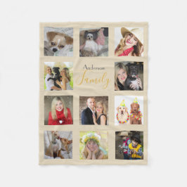 BEIGE Photo Blanket Collage Instagram Guld Fleecefilt