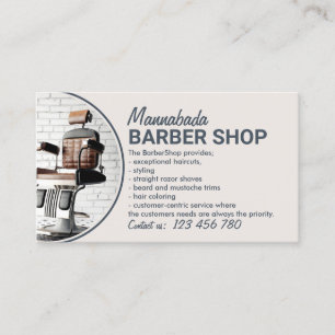 Beige Photo Retro Ordförande Hair Salon Barber Sho Visitkort