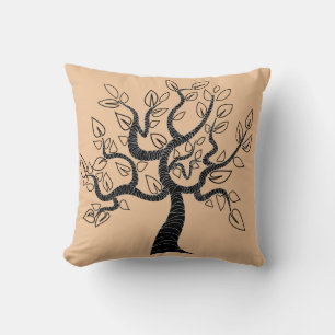 Beige Pillow Livets träd eller Välj Färg Kudde